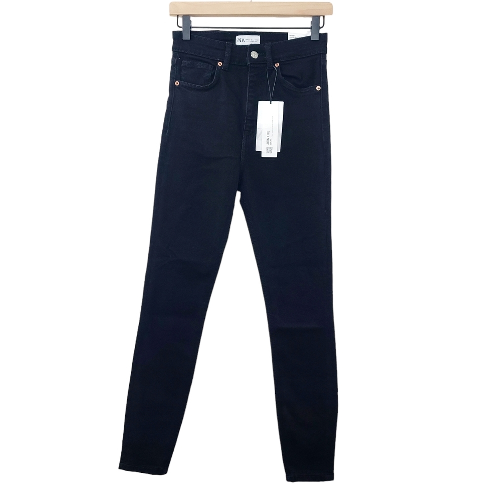 Zara Black Skinny Jeans High-Rise Stretch